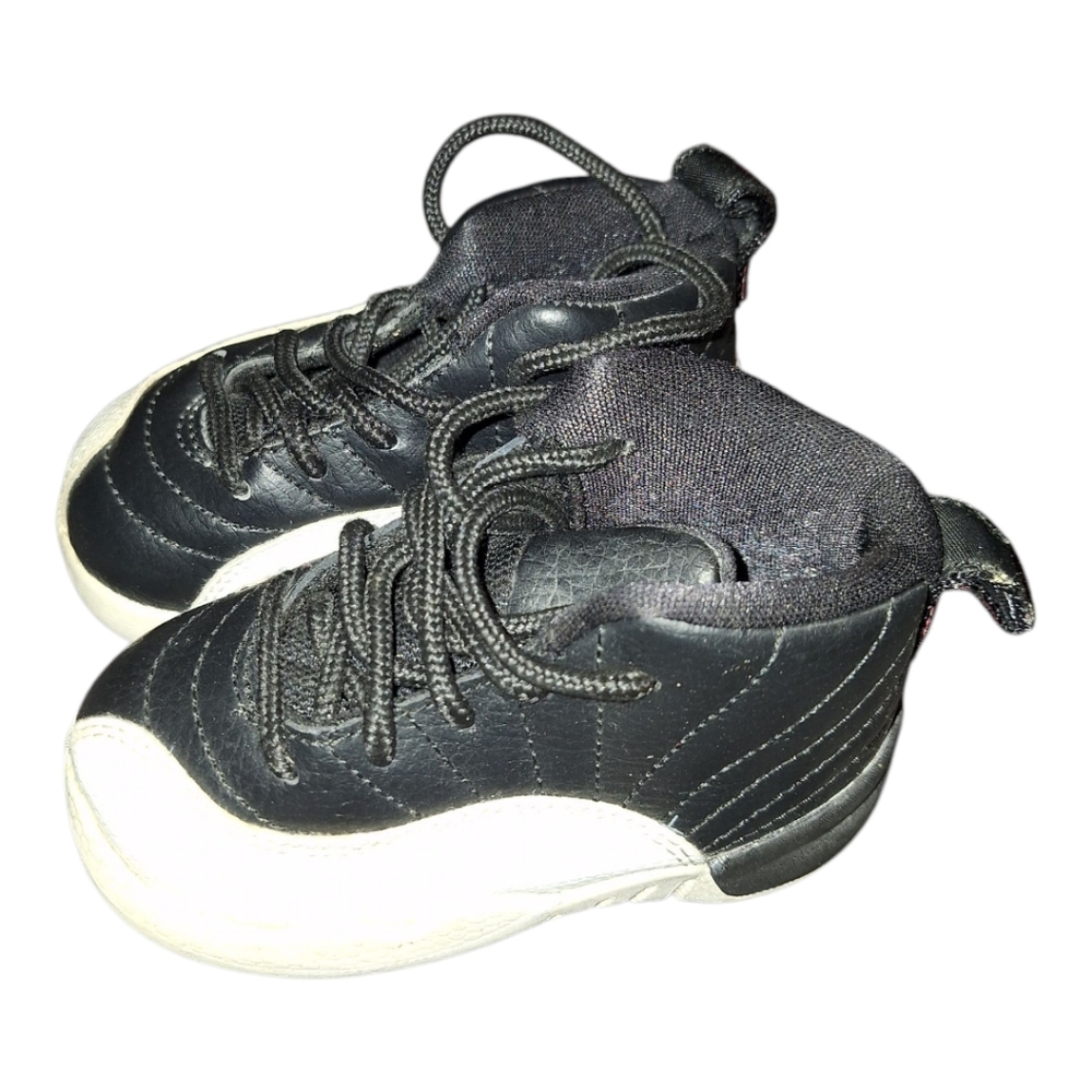 Jordan Retro Black High-Top Sneakers with White Sole and Lace-Up Design 5.5C